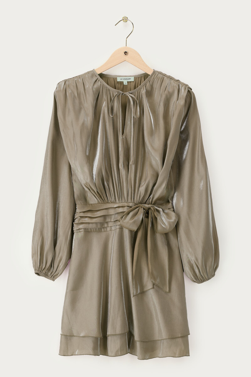 Green layered dress in satin look | My Jewellery