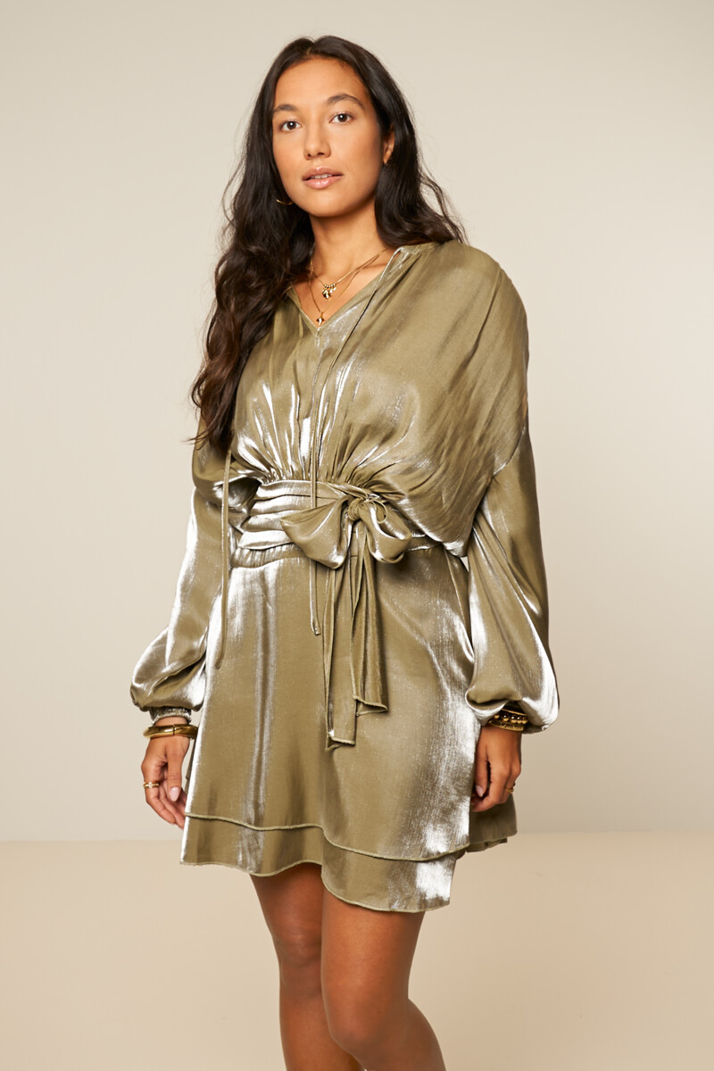 Green layered dress in satin look | My Jewellery