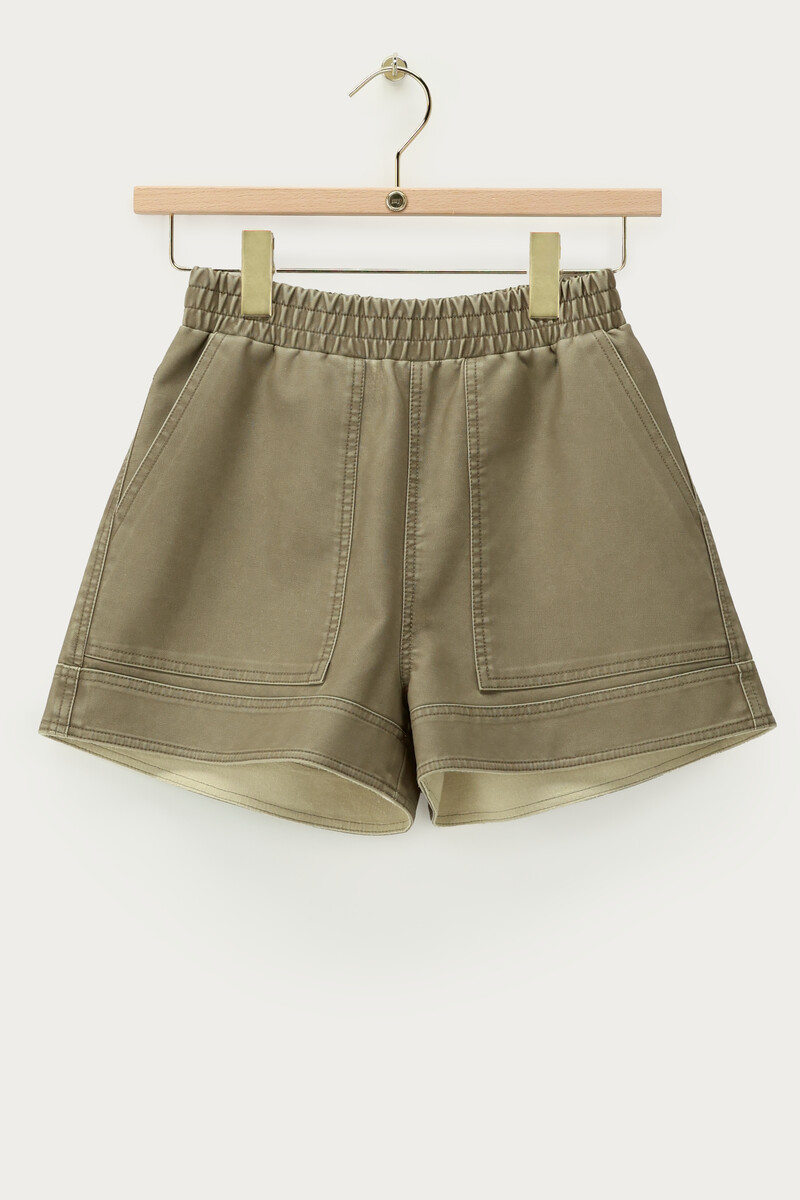 Green leather-look shorts | My Jewellery