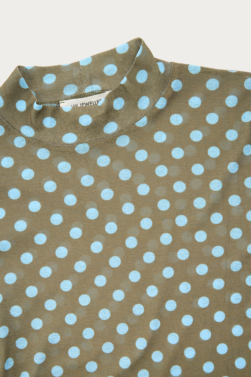 Green Mesh Top with Blue Polka Dots | My Jewellery