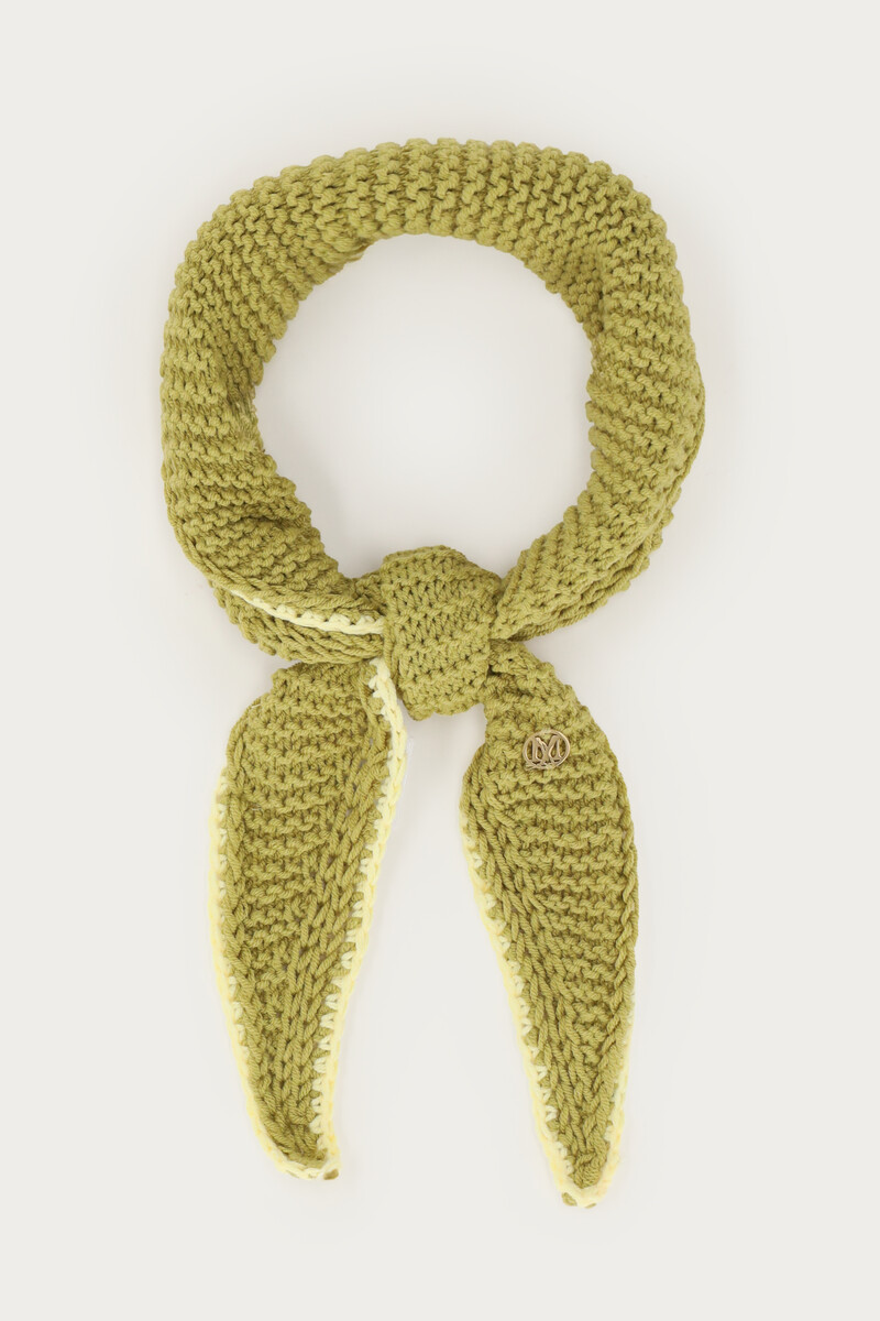 Green mini knitted scarf with contrasting edge | My Jewellery