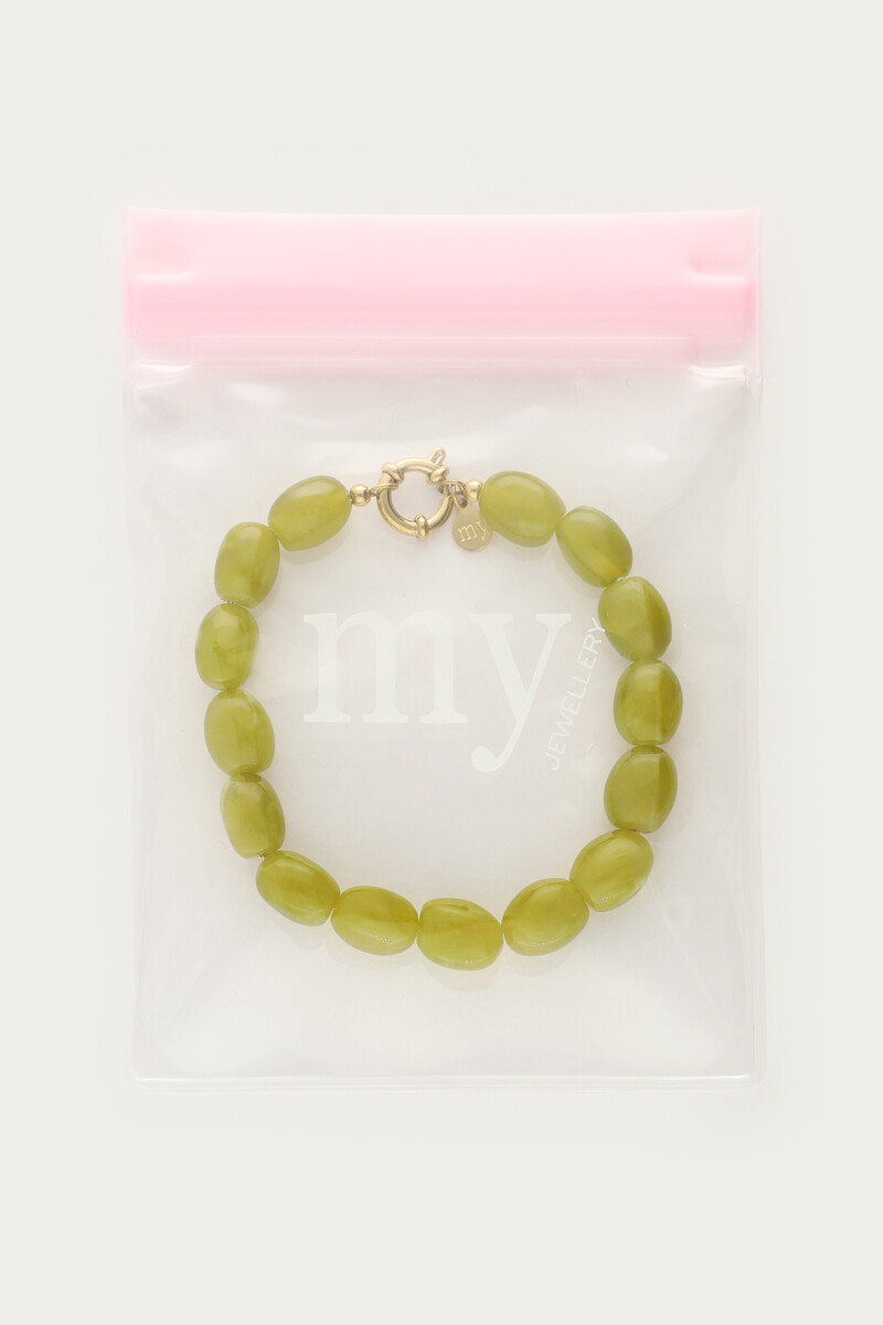 Green minimalist beaded bracelet | My Jewellery