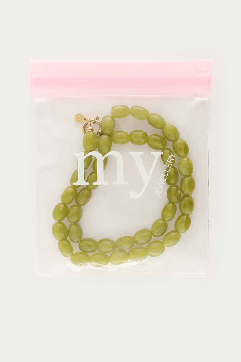 Green minimalist beaded necklace | My Jewellery