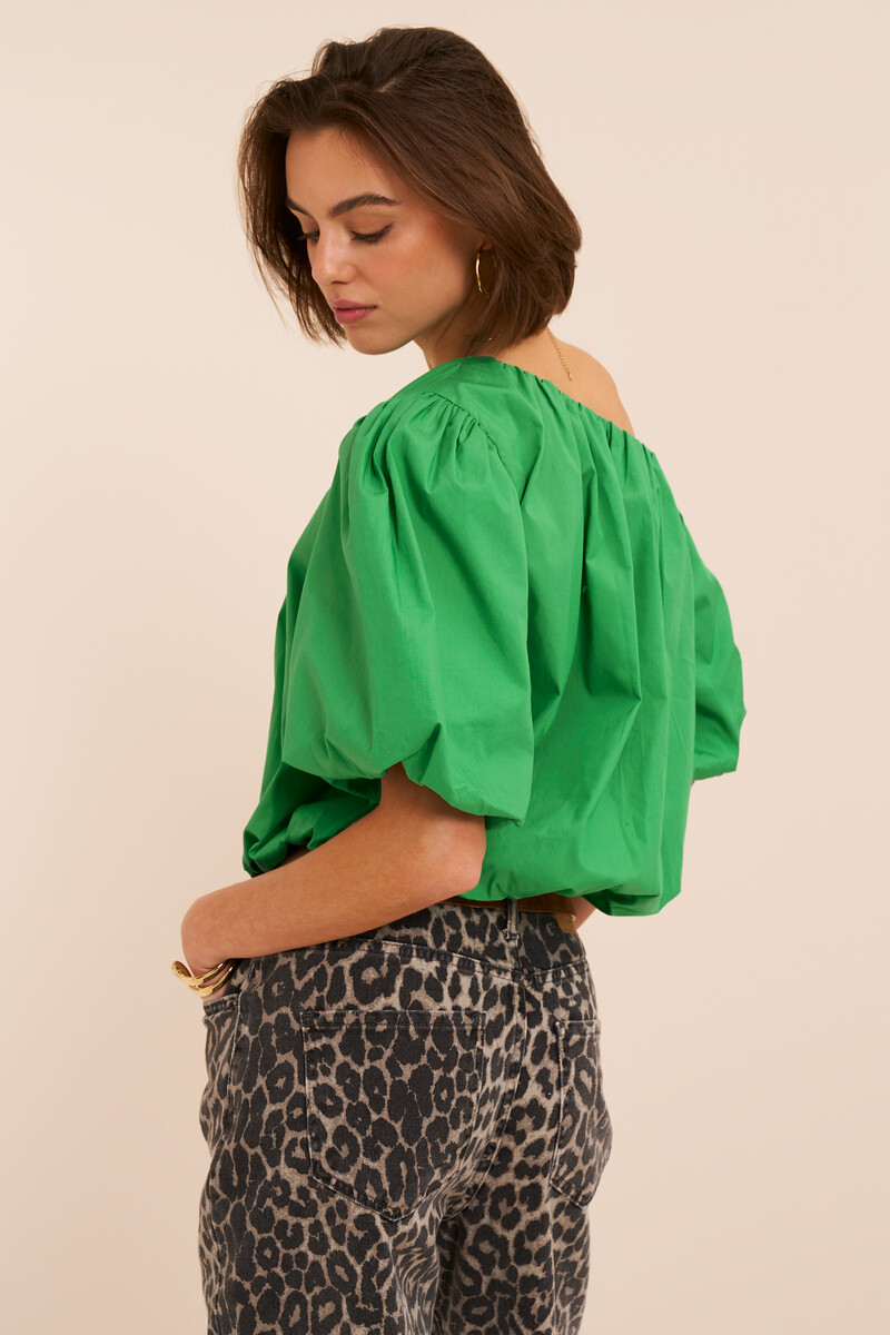 Green one-shoulder top in balloon look | My Jewellery