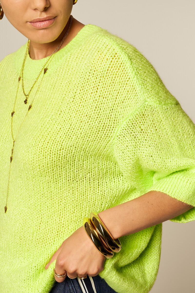 Green oversized sweater with short sleeves | My Jewellery