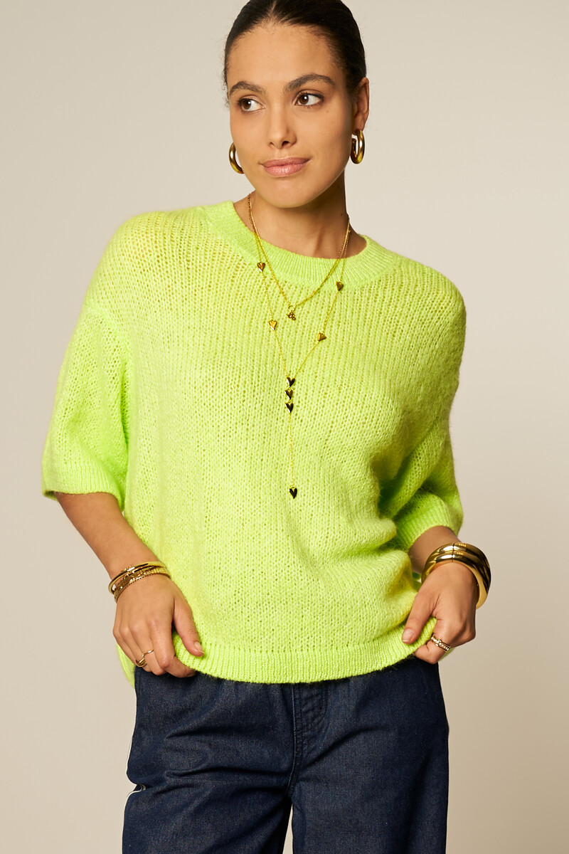 Green oversized sweater with short sleeves | My Jewellery