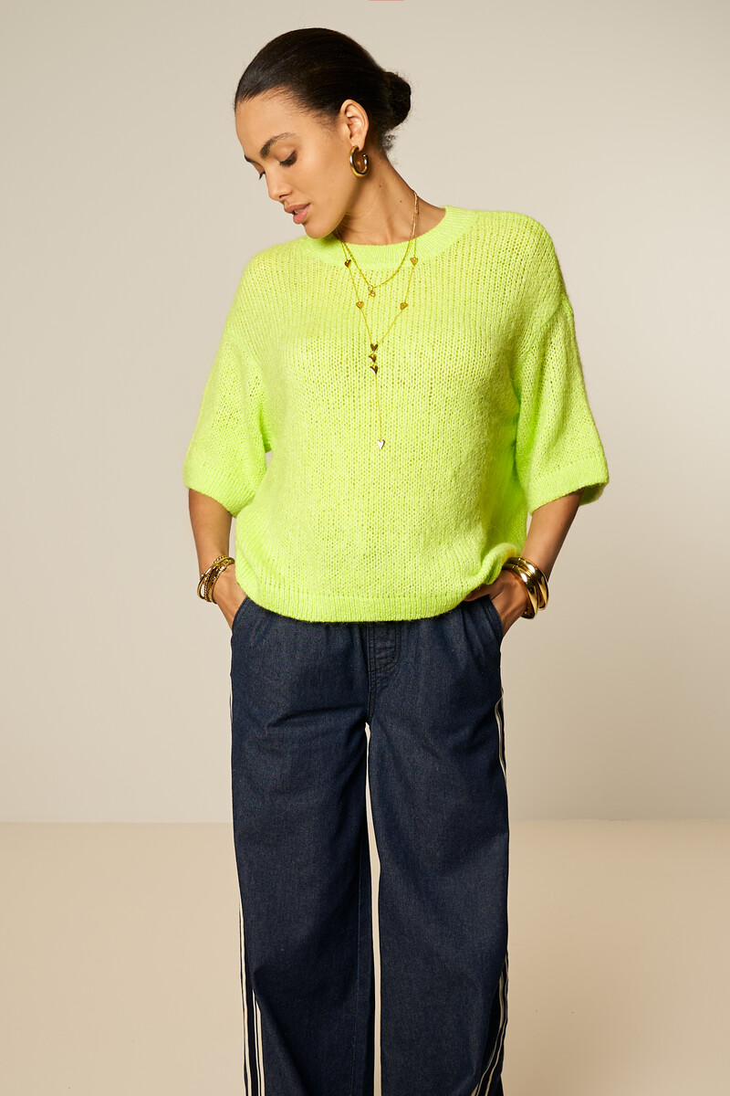 Green oversized sweater with short sleeves | My Jewellery