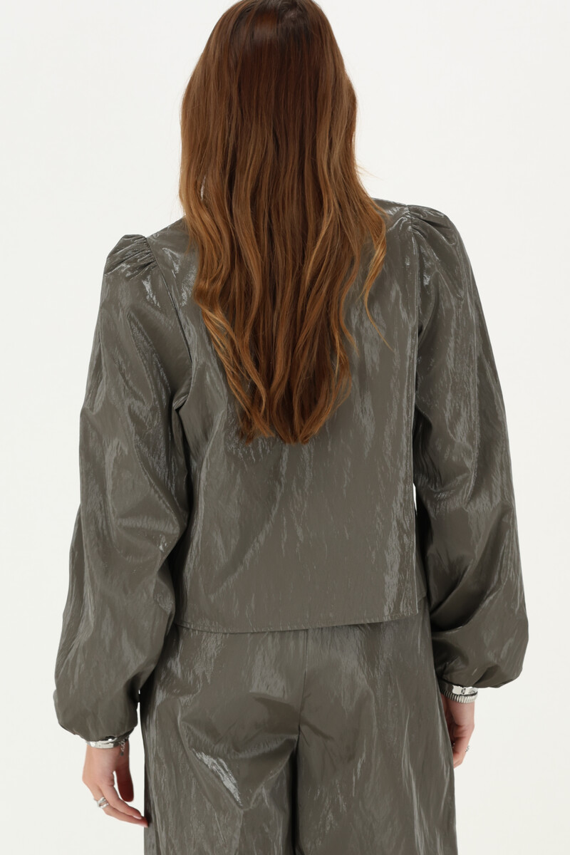 Green PU top with long sleeves | My Jewellery