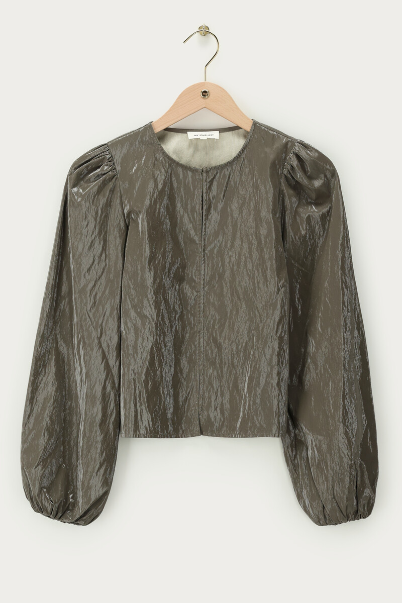 Green PU top with long sleeves | My Jewellery