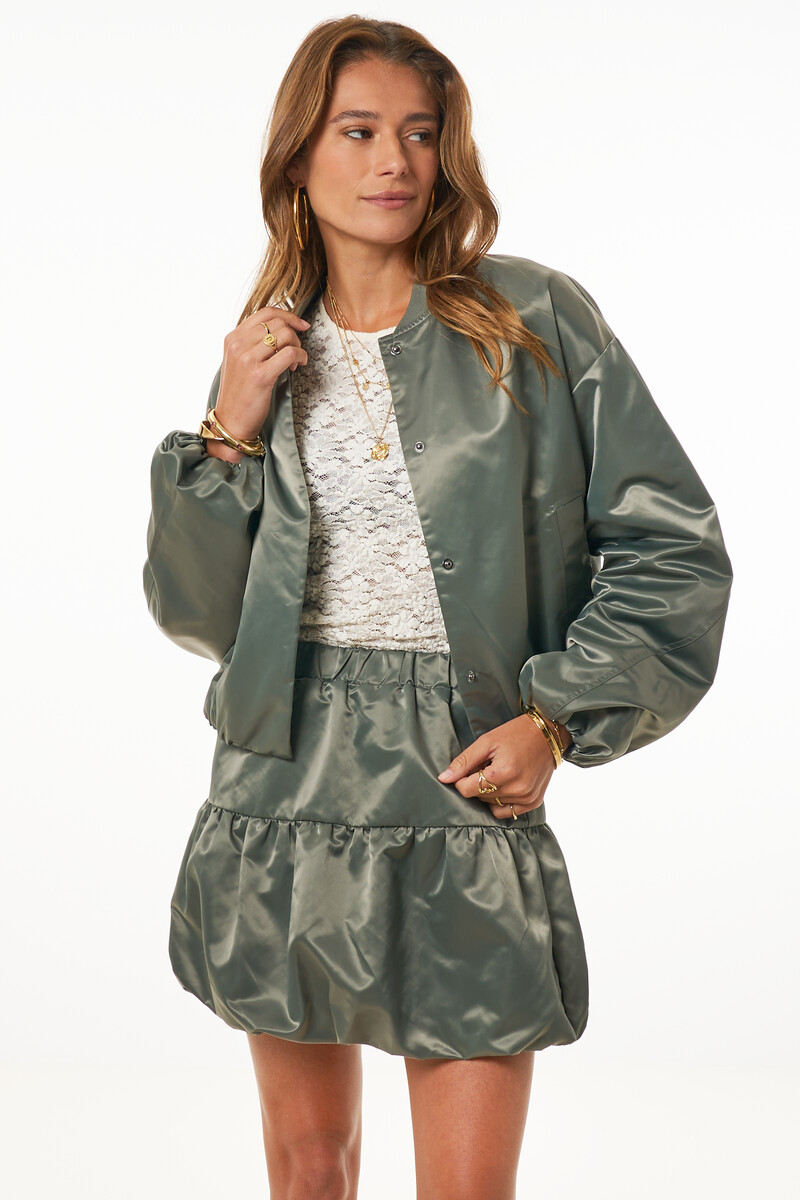 Green satin balloon skirt | My Jewellery