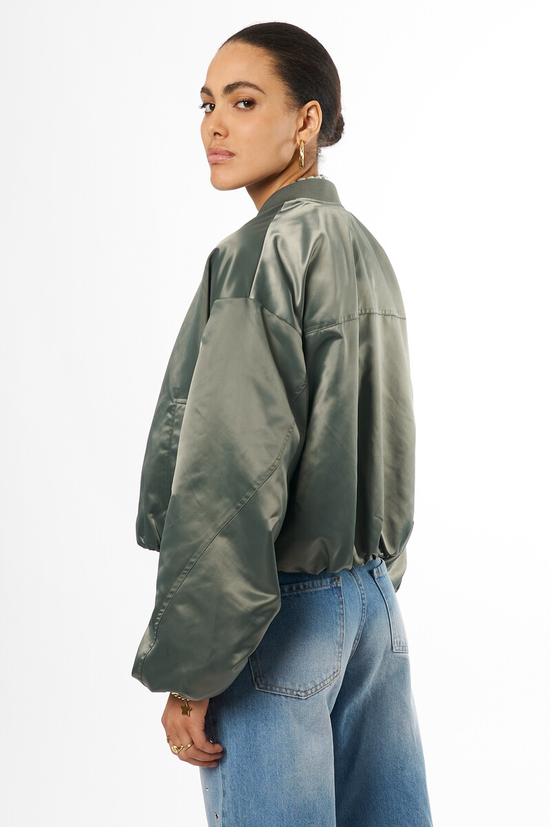 Green satin bomber | My Jewellery
