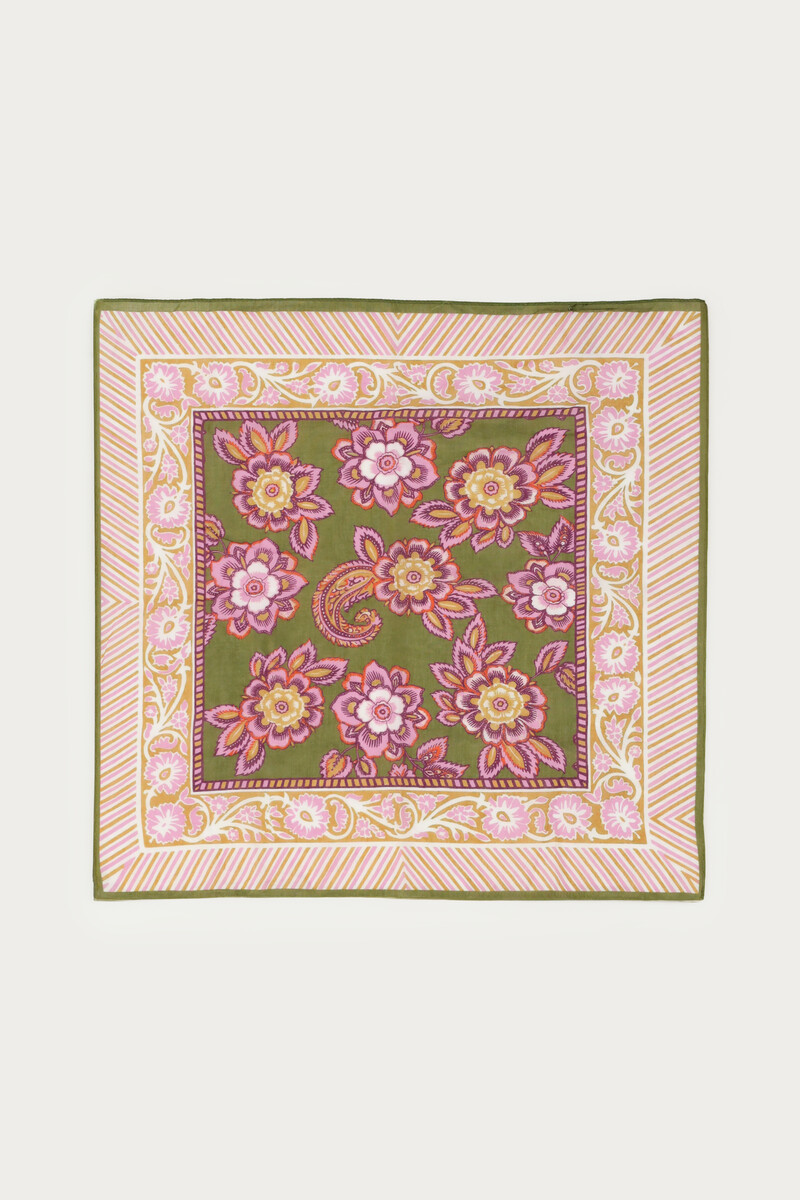Green scarf with floral print | My Jewellery