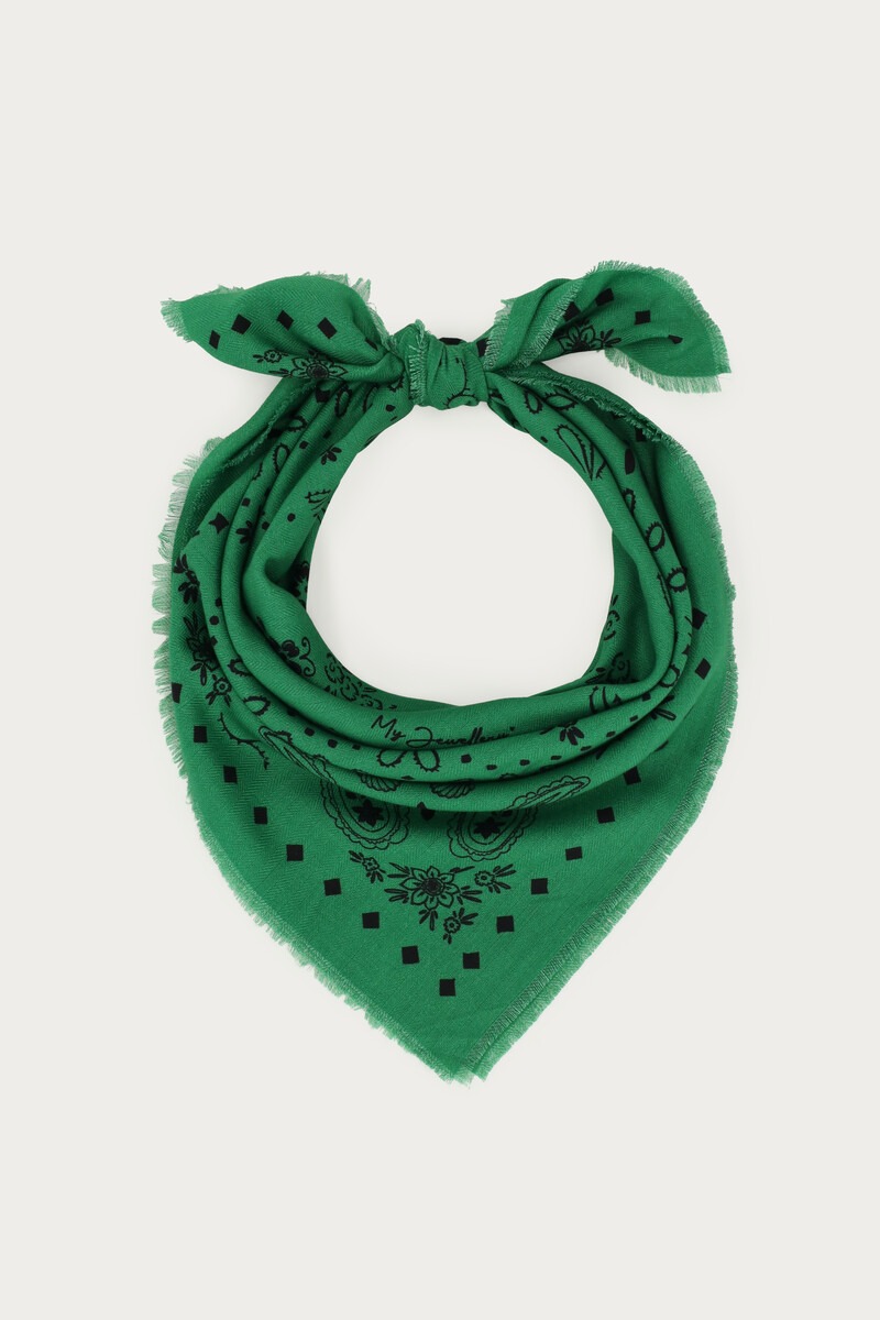 Green scarf with paisley print | My Jewellery