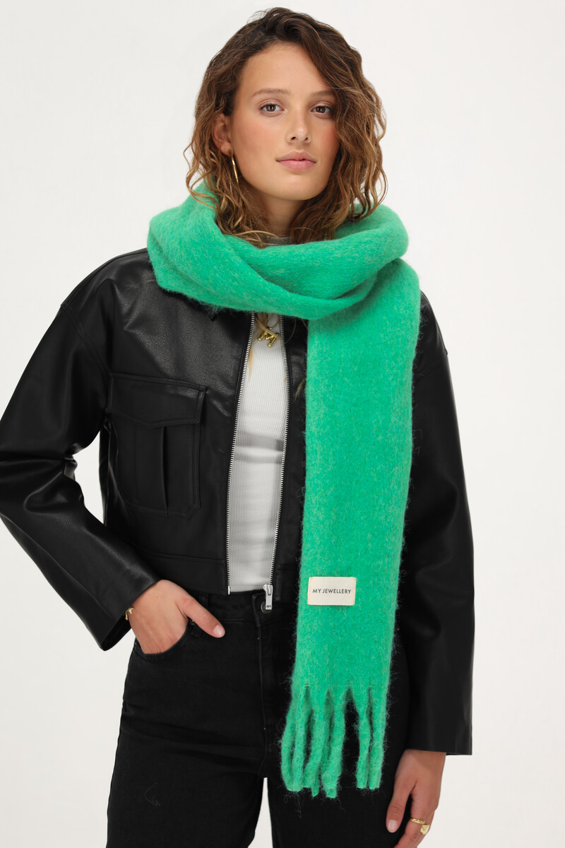 Green scarf with fringing | My Jewellery