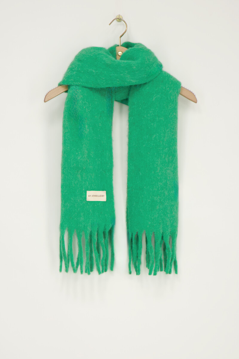 Green scarf with fringing | My Jewellery