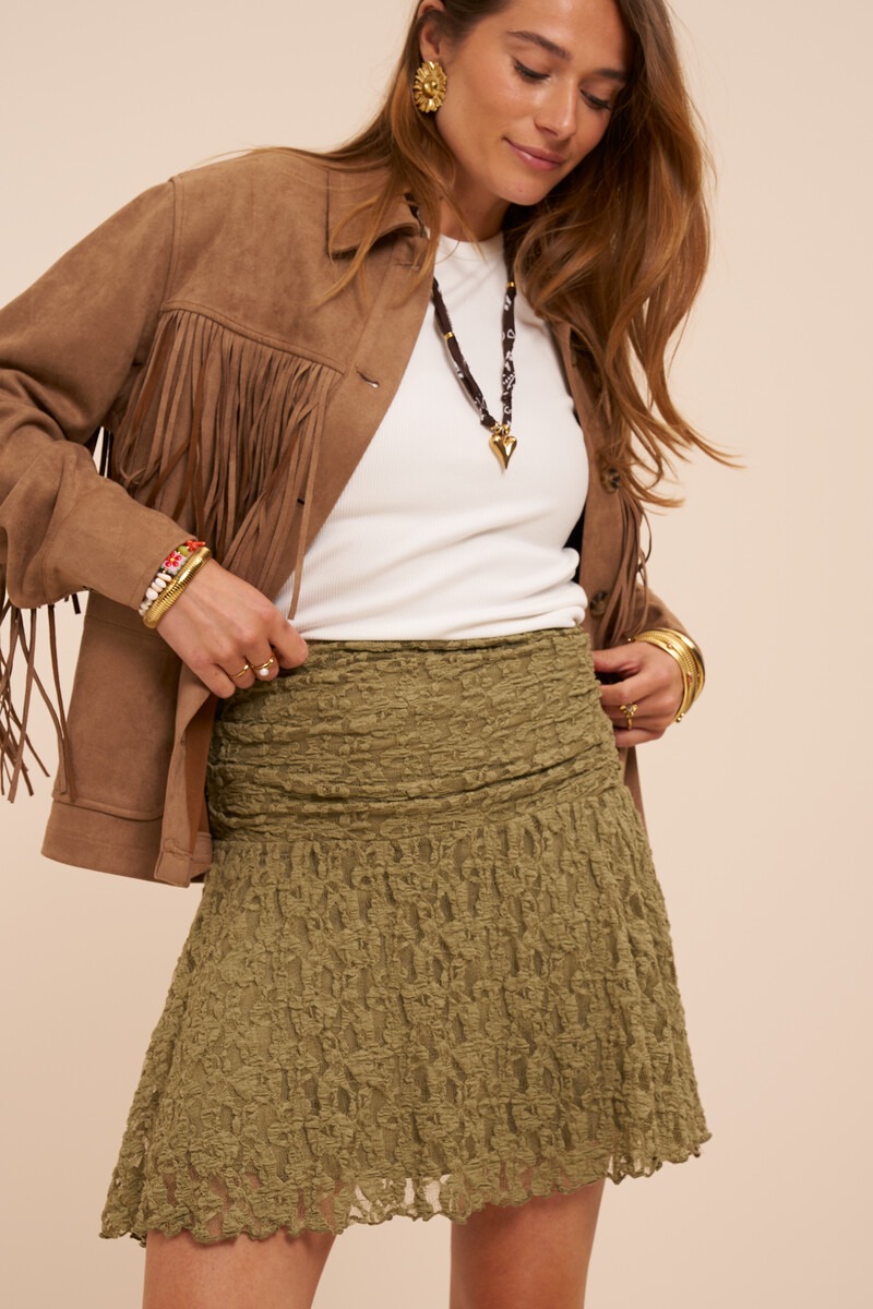 Brown jacket with fringes in suede look | My Jewellery