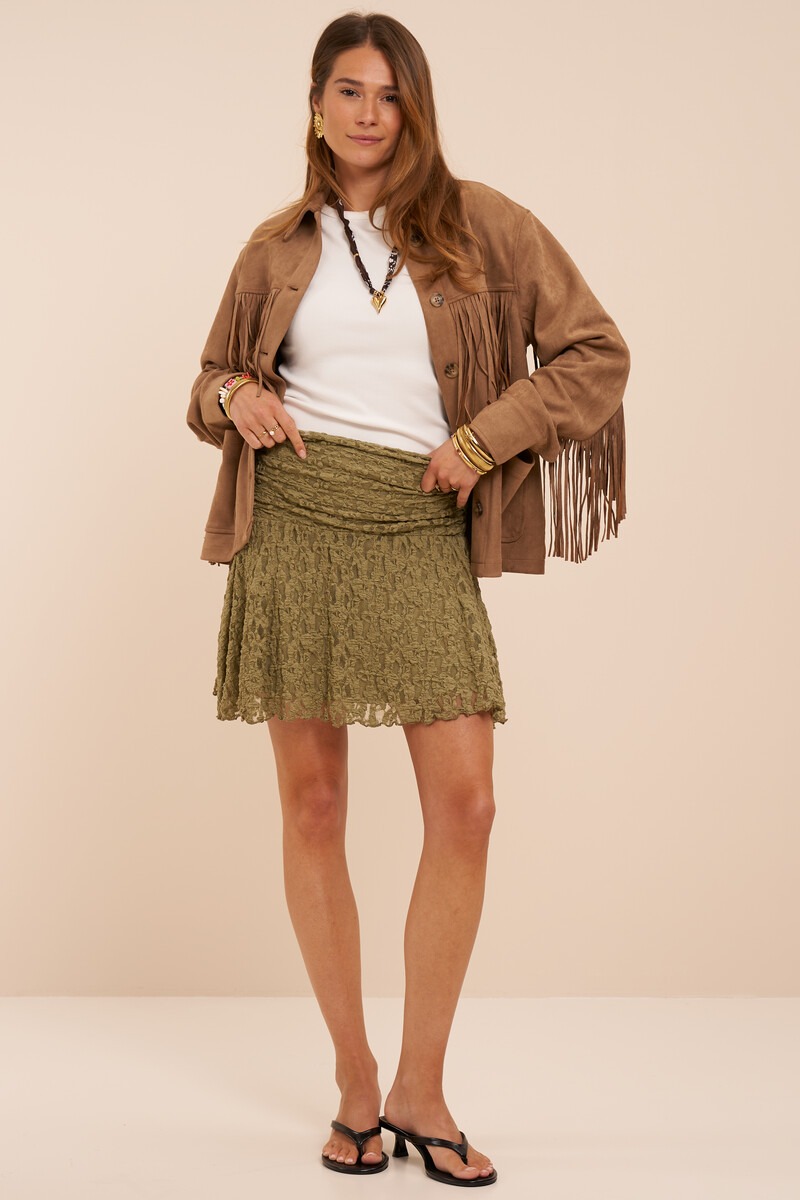 Veste en suédine marron à franges