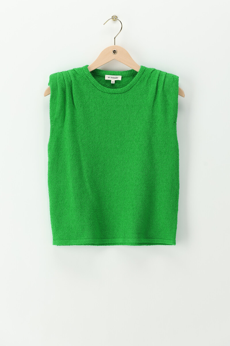 Green sleeveless bouclé top | My Jewellery