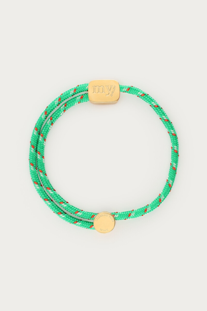 Green sports bracelet with logo