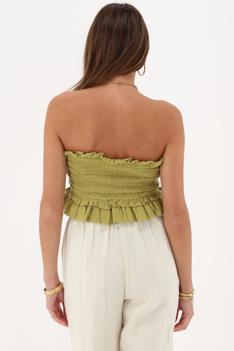 Green strapless top with smock | My Jewellery