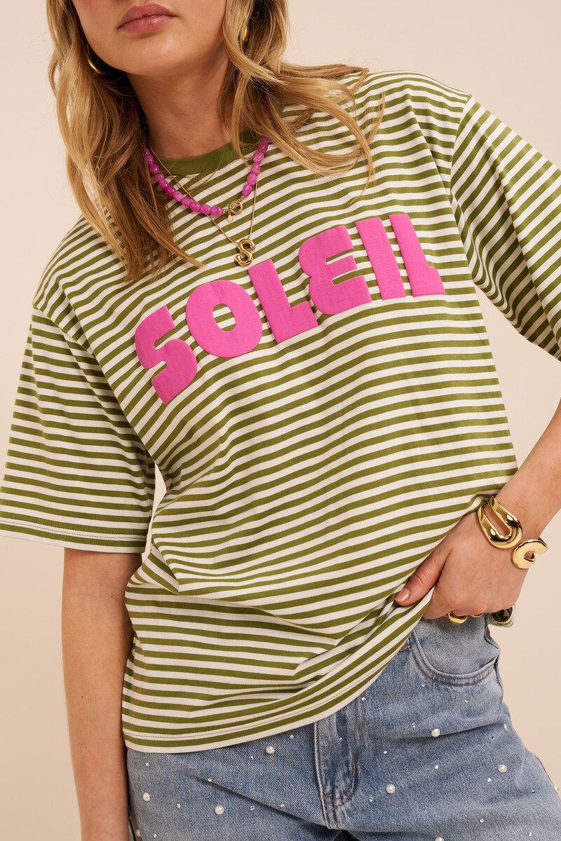 Green striped T-shirt "Soleil" | My Jewellery