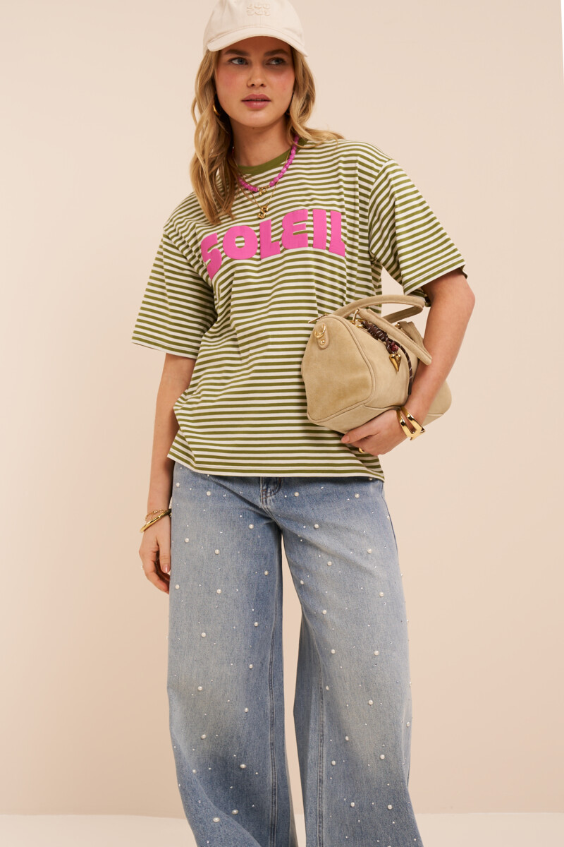 Green striped T-shirt "Soleil" | My Jewellery