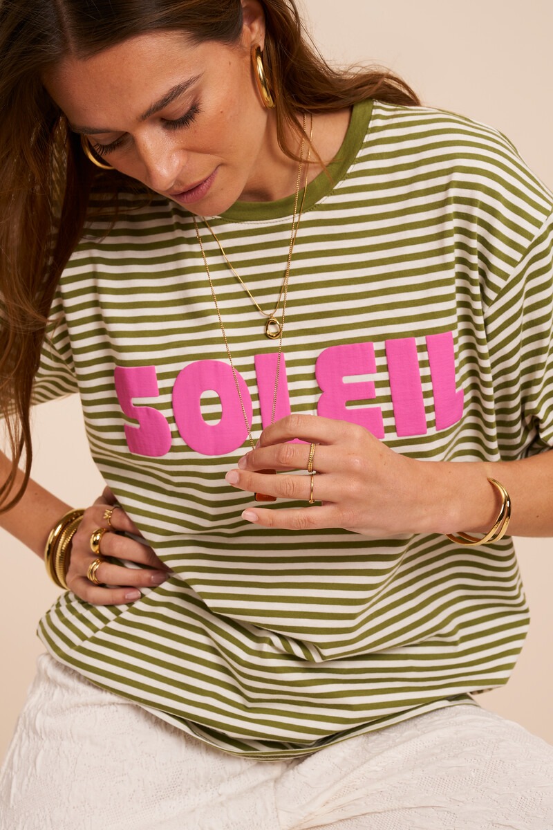 Green striped T-shirt "Soleil"