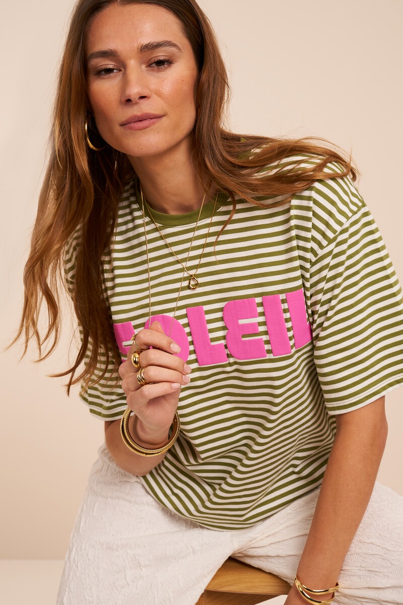 Green striped T-shirt "Soleil"