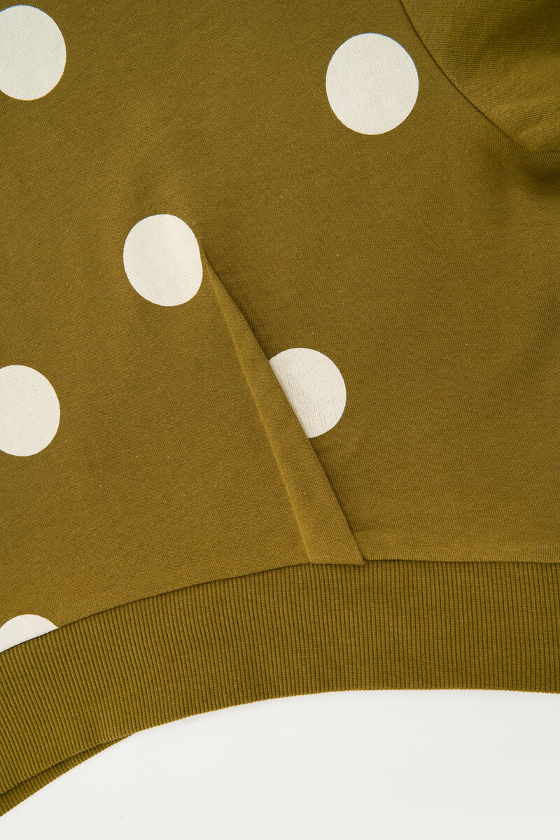 Green sweatshirt with beige polka dots | My Jewellery