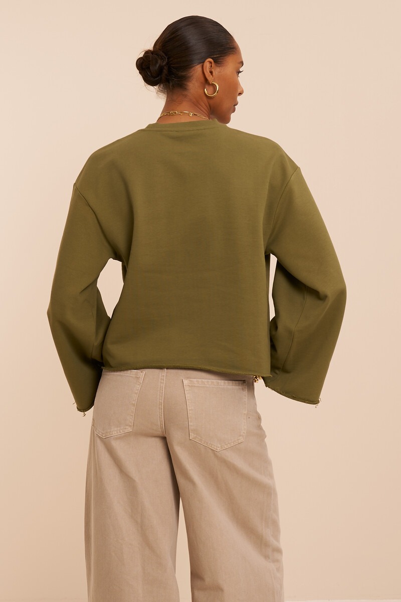 Green sweater with raw edge 'Atelier Paris' | My Jewellery