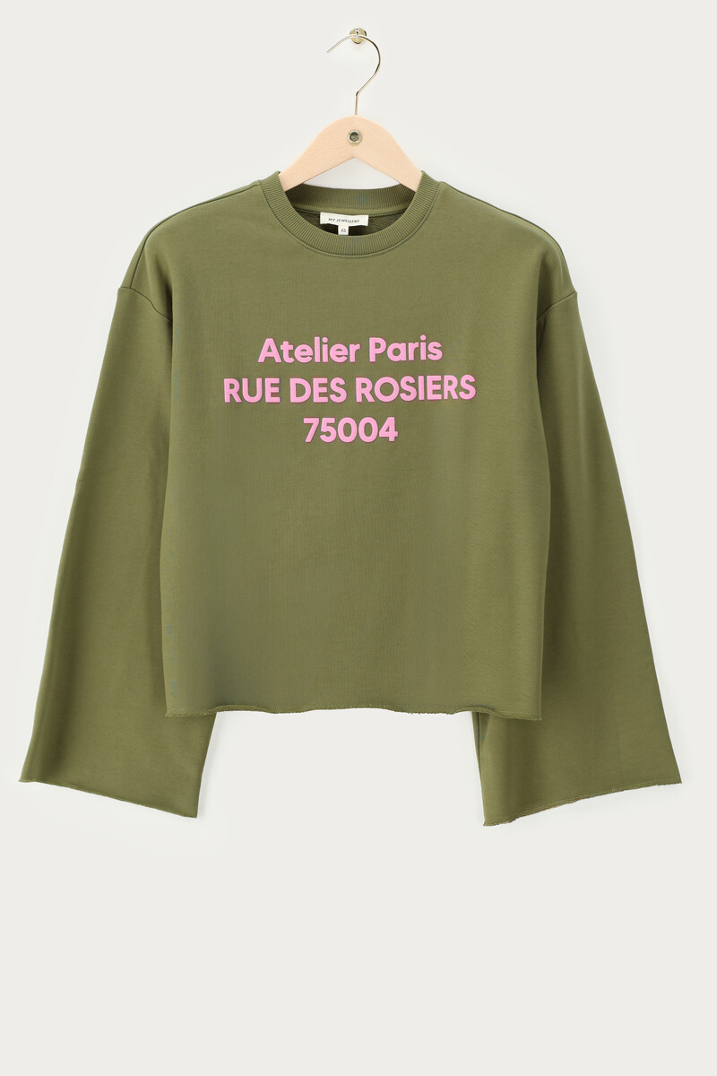 Green sweater with raw edge 'Atelier Paris' | My Jewellery