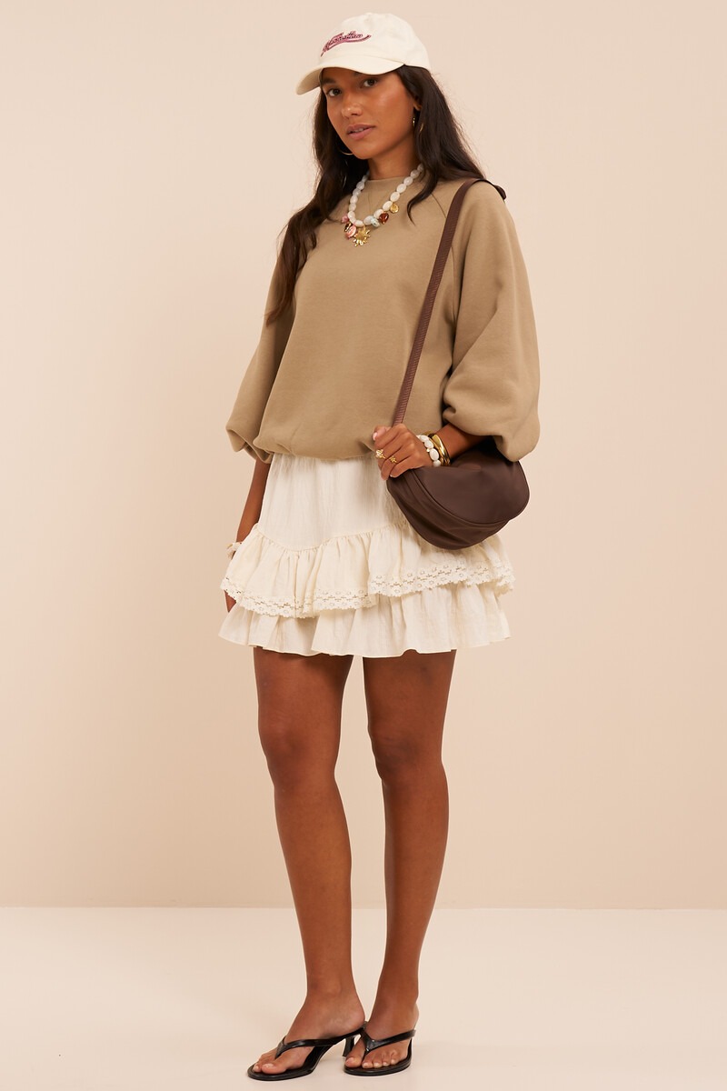 Green sweater with short puff sleeves in balloon look | My Jewellery