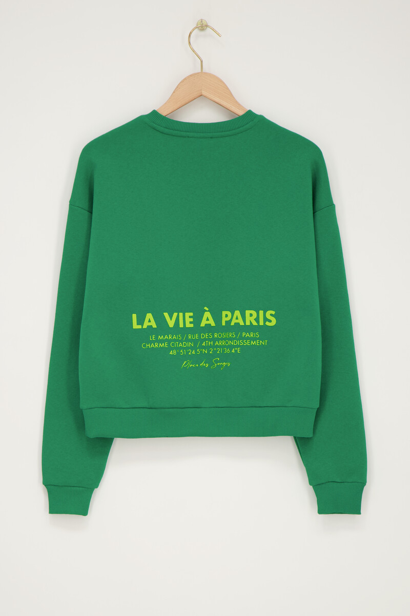 My jewellery Groene sweater"La vie a Paris"