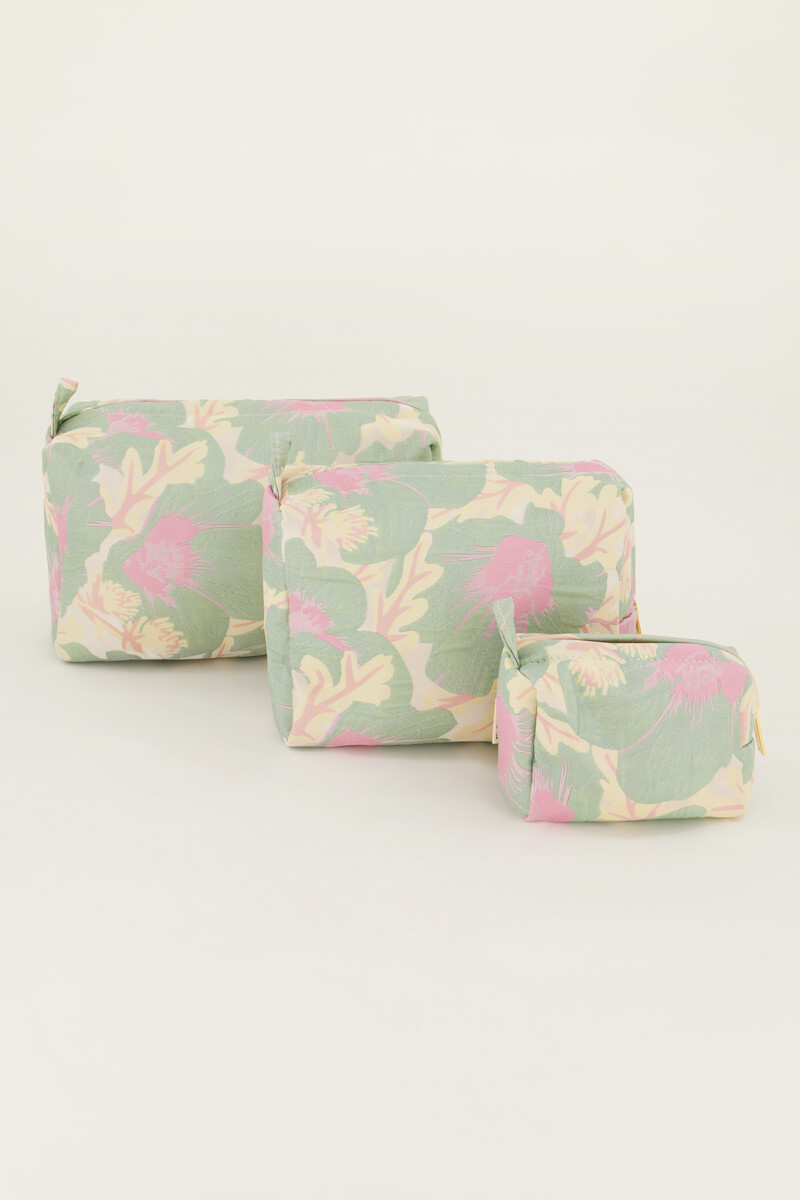 Green toiletry set with jacquard | My Jewellery