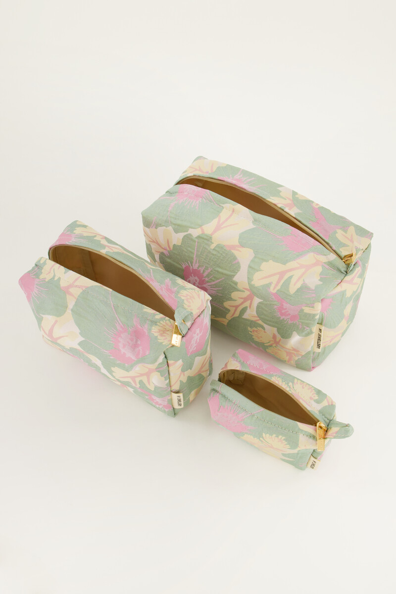 Green toiletry set with jacquard | My Jewellery