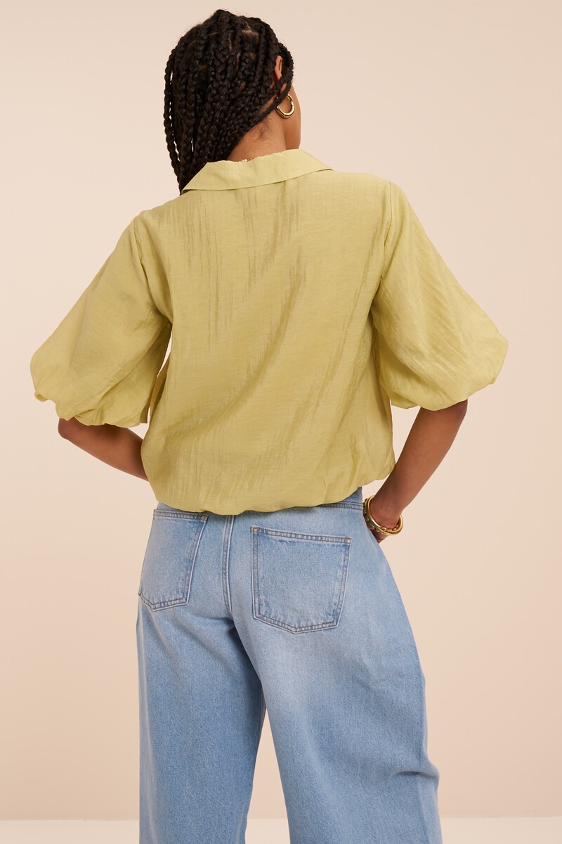 Green top with short balloon sleeves | My Jewellery