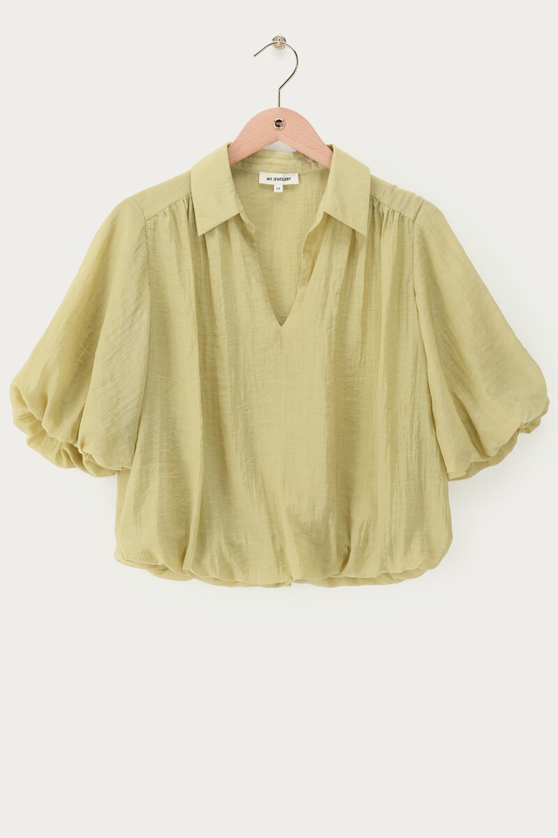 Green top with short balloon sleeves | My Jewellery