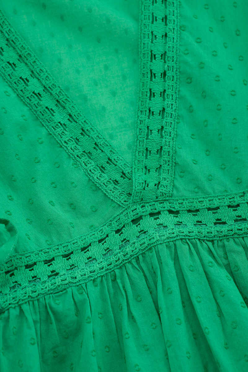 Green top with V-neck & bows | My Jewellery