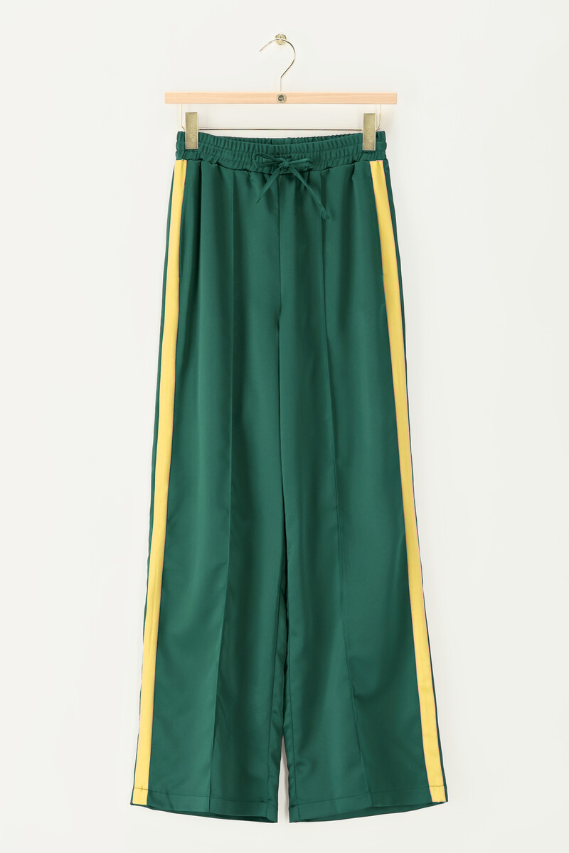 Green trousers in satin look with pintuck | My Jewellery