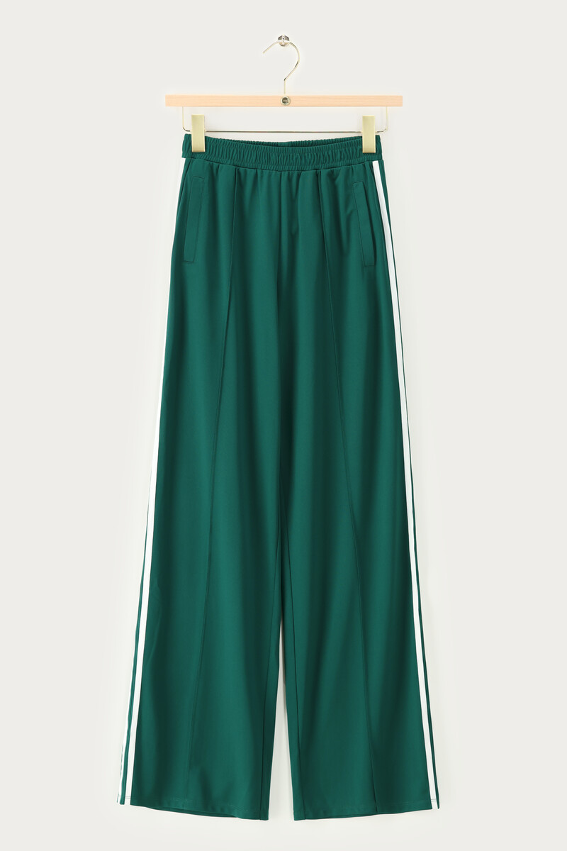 Green wide jogger trousers with stripes | My Jewellery