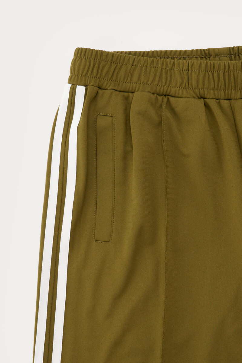 Olive green wide jogger trousers with stripes | My Jewellery