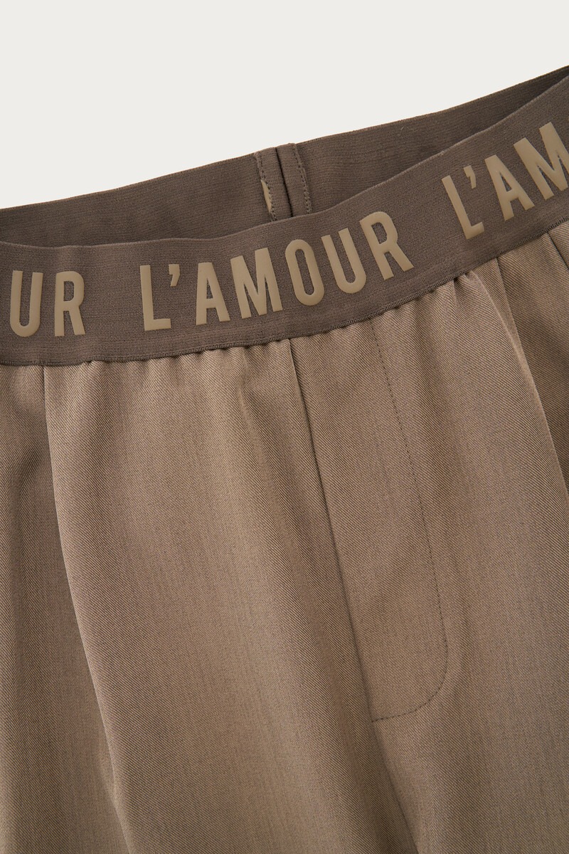 Green Wide Trousers with Elastic Waistband 'L'amour' | My Jewellery