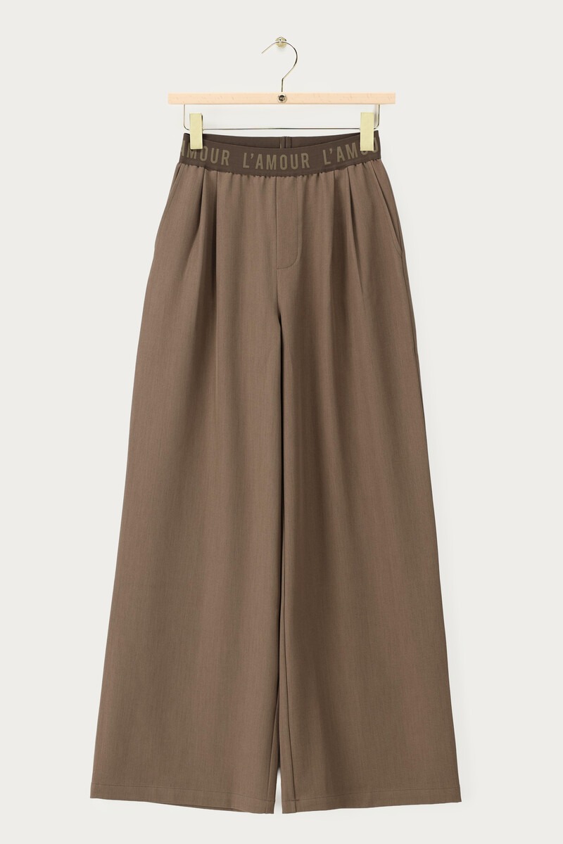 Green Wide Trousers with Elastic Waistband 'L'amour' | My Jewellery