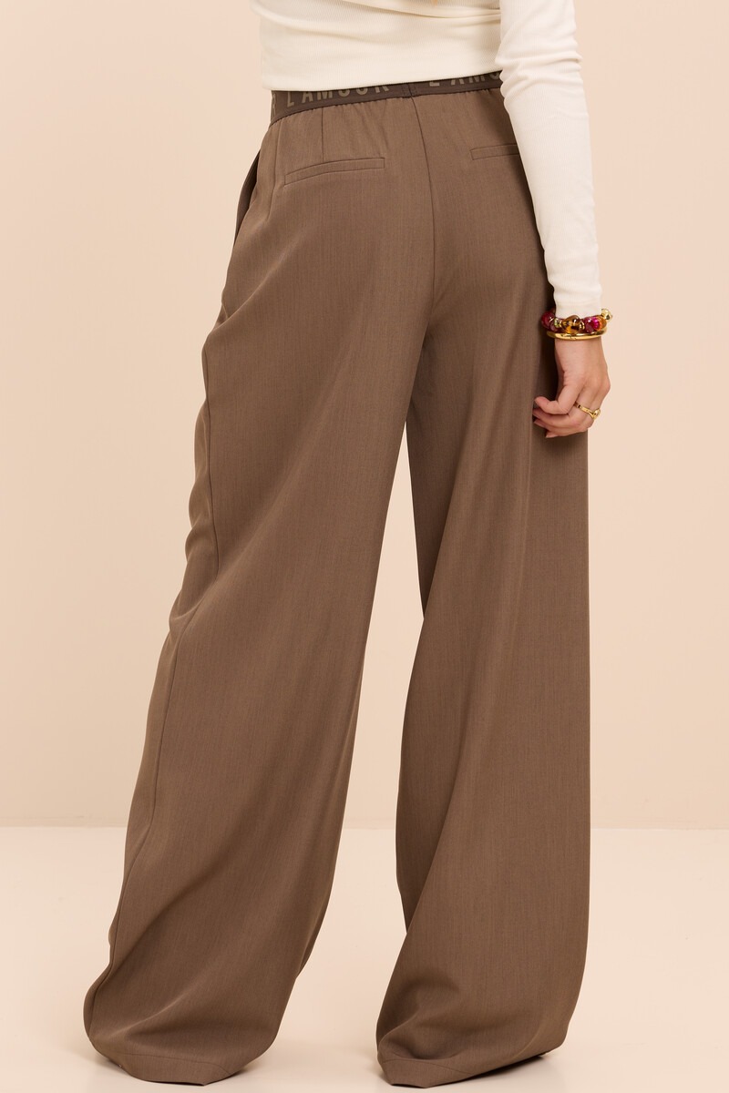 Green wide leg trousers with elastic band 'L'amour' | My Jewellery