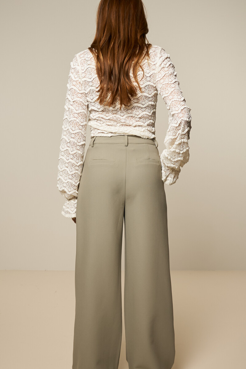 Green wide leg trousers with pleats | My Jewellery