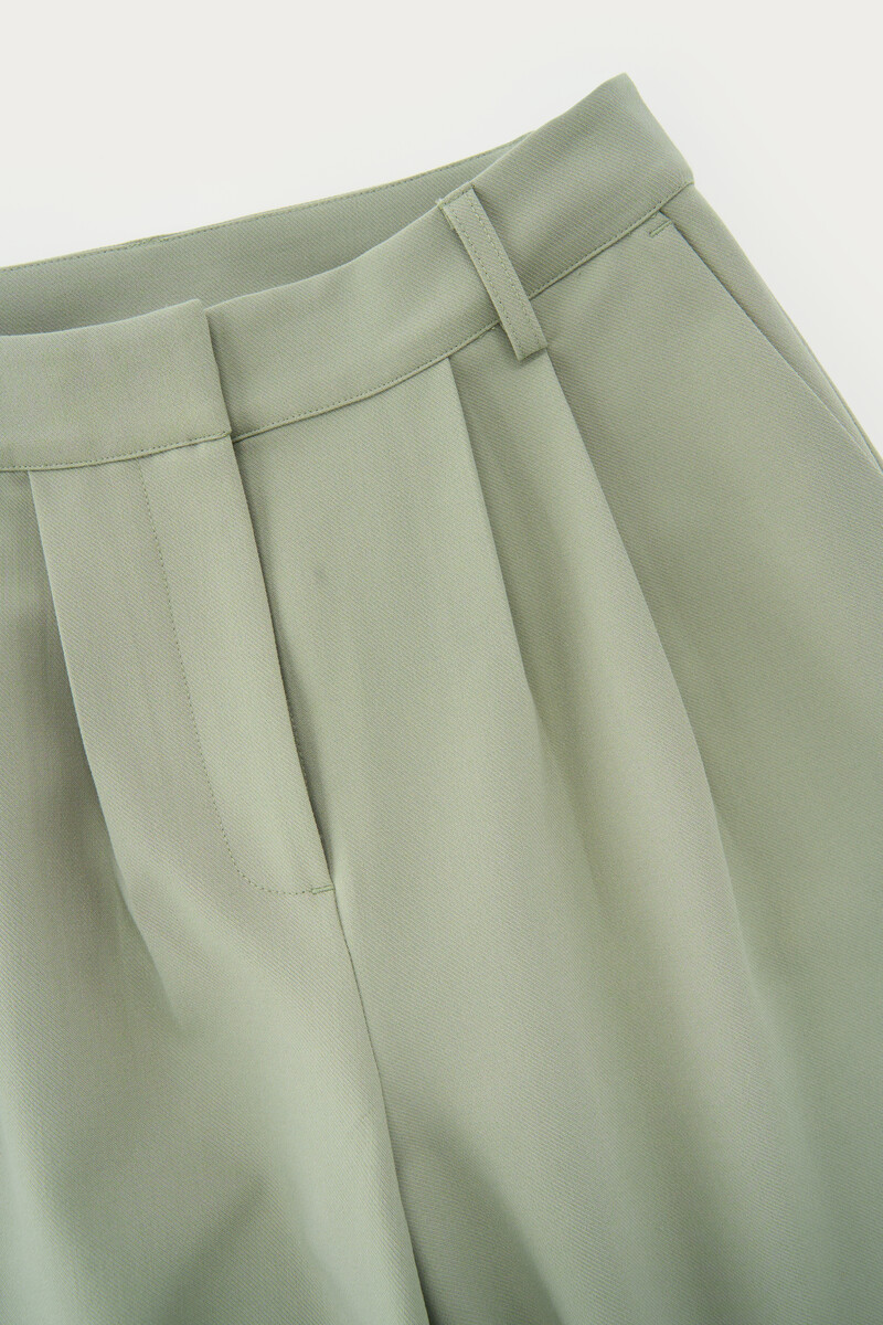 Green wide leg trousers with pleats | My Jewellery