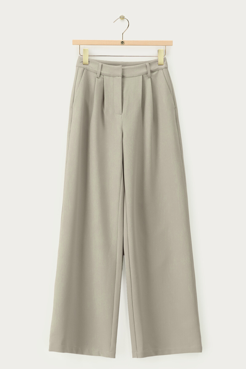 Green wide leg trousers with pleats | My Jewellery