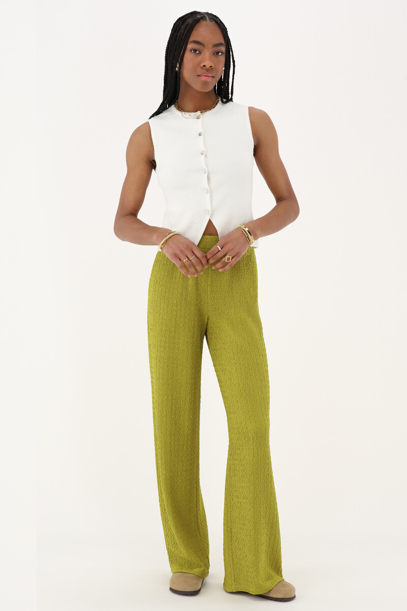 Green wide leg trousers with structure | My Jewellery