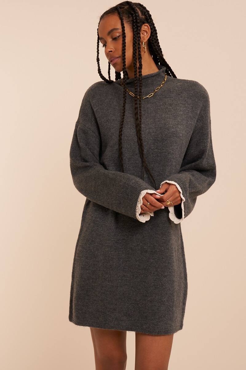 Grey crochet knitted dress | My Jewellery