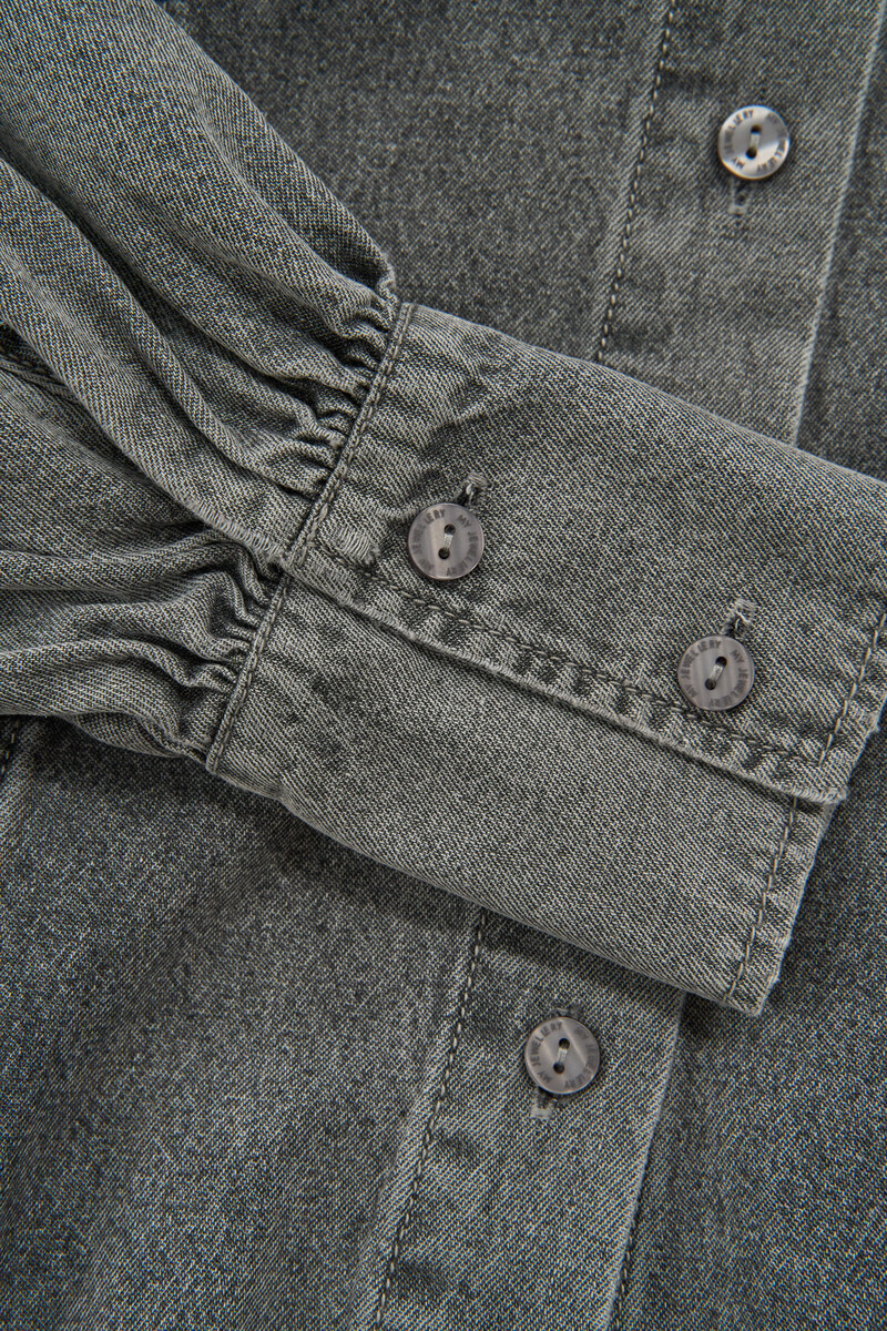 Gray denim look top with ruffles | My Jewellery